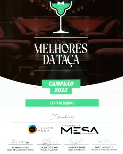 Certificado Melhores da Taça 2023 — Campeão Carta de Bebidas